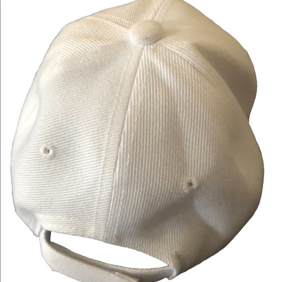 NYC Baseball Cap Embroidered White Pink Hook Loop Adjustable Back OS Casual - Picture 5 of 6